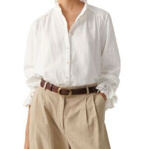 ba&sh Feely Eyelet Ruffle Trim Shirt